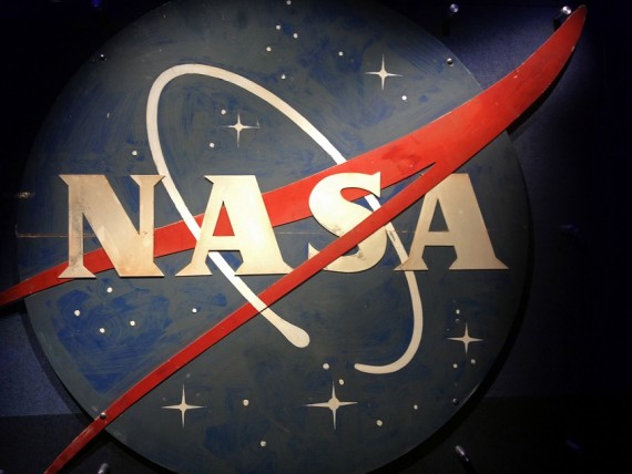 November 14, 2016 - Kennedy Space Center, FL, USA - An old NASA logo hangs on a wall at the Kennedy Space Center Visitor Complex in a 2016 file image. Space exploration was left relatively unscathed when President Donald Trump released his first budget request in March 2017. (Credit Image: © Marjie Lambert/TNS via ZUMA Wire)